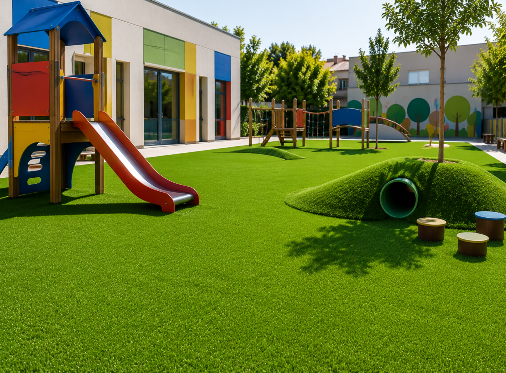 zona juegos para niños con césped artificial